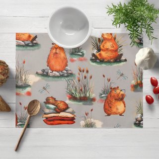 Detské bavlnené prestieranie na stôl Sandra SA-711 Kapybary na sivom - Biante.sk Detské bavlnené prestieranie na stôl Sandra SA-711 Kapybary na sivom - Biante.sk