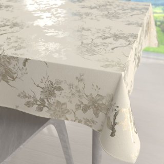 Sametový čtvercový ubrus Isabela Flower IBL-022 Zlaté květy na smetanovém - Biante.cz