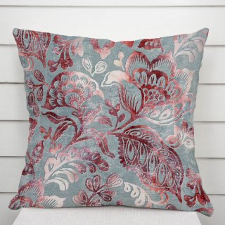 Zamatová obliečka na vankúš Tamara TMR-054 Abstraktné vínové kvety na sivozelenom - Biante.sk