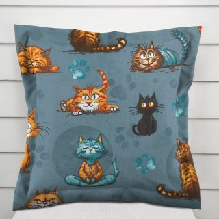 Detská bavlnená obliečka na vankúš s lemom Sandra SA-705 Mačacia partia na tmavo sivomodrom - Biante.sk Detská bavlnená obliečka na vankúš s lemom Sandra SA-705 Mačacia partia na tmavo sivomodrom - Biante.sk