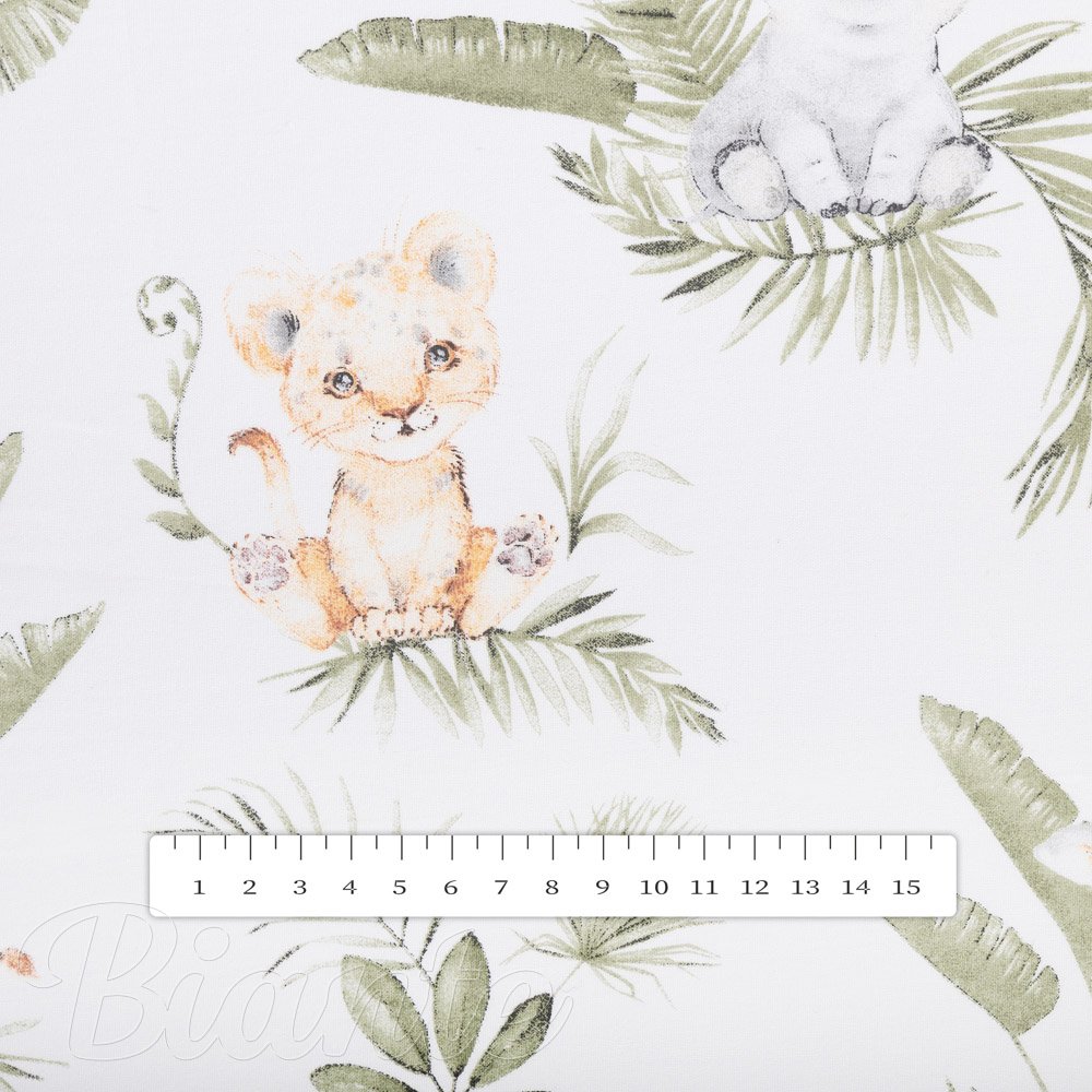 Dětská bavlněná látka/plátno Sandra SA-475 Zvířátka v Safari na bílém - šířka 160 cm - 2.JAKOST