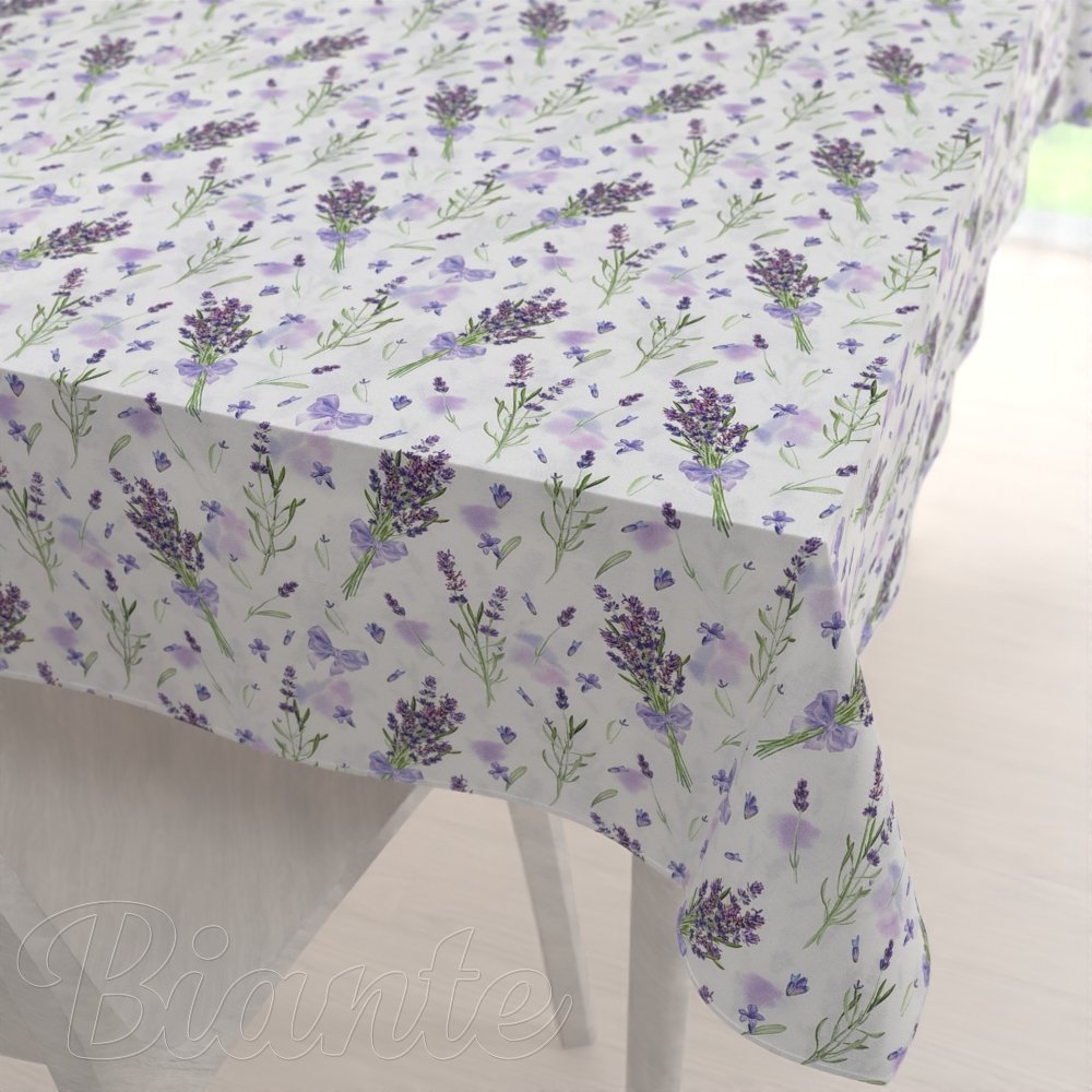 Dekorační obdélníkový ubrus PML-085 Snítky levandulí na bílém - Biante.cz