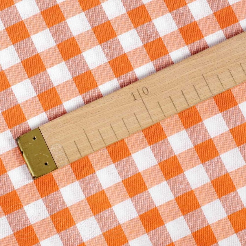 Dekorační látka Rebeka RE-005 Oranžovo-bílá kostka střední - šířka 140 cm - detail 4 - Biante.cz