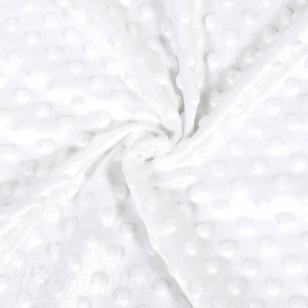 Dětská látka Minky 3D puntíky MKP-033 Sněhově bílá - šířka 150 cm - detail 1 - Biante.cz