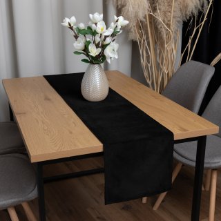 Sametový běhoun na stůl Velvet Premium SVP-041 Černý - detail 1 - Biante.cz Sametový běhoun na stůl Velvet Premium SVP-041 Černý - detail 1 - Biante.cz
