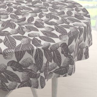 Bavlněný kulatý ubrus Sandra SA-511 Šedé ananasy na bílém - Biante.cz