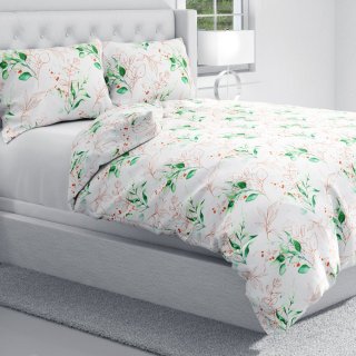 Bavlněné ložní povlečení Sandra SA-706 Zeleno-hnědé větvičky s lístky na bílém - detail 1 - Biante.cz Bavlněné ložní povlečení Sandra SA-706 Zeleno-hnědé větvičky s lístky na bílém - detail 1 - Biante.cz