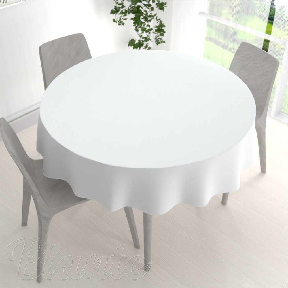 Velký teflonový kulatý ubrus TF-027 Bílý bez vzoru - detail 1 - Biante.cz