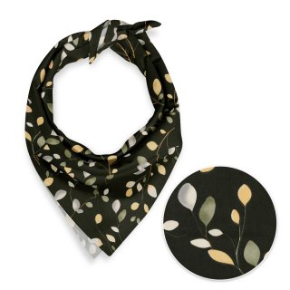 Bavlnená šatka Sandra SA-722 Vetvičky s lístkami na tmavo zelenom - Biante.sk