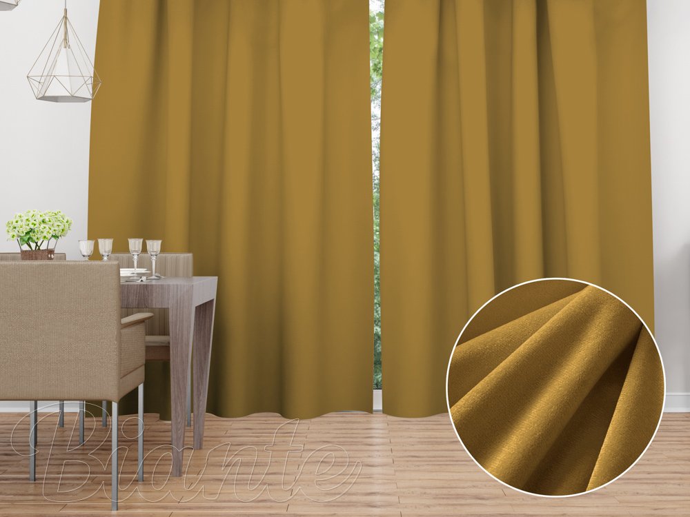 Zamatový záves Velvet Prémium SVP-009 Horčicový - šírka 270 cm - Biante.sk