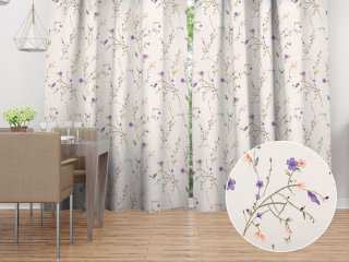 Bavlněný závěs na míru Sandra SA-382 Fialové luční kvítí na krémovém - Biante.cz Bavlněný závěs na míru Sandra SA-382 Fialové luční kvítí na krémovém - Biante.cz