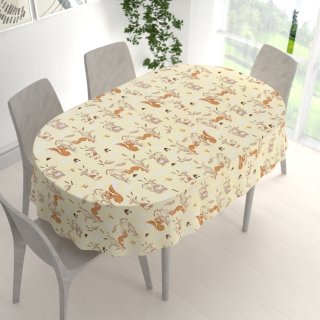 Dětský bavlněný oválný ubrus Sandra SA-700 Veverky a ježci na světle vanilkovém - detail 1 - Biante.cz Dětský bavlněný oválný ubrus Sandra SA-700 Veverky a ježci na světle vanilkovém - detail 1 - Biante.cz