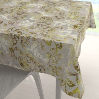 Sametový čtvercový ubrus Tamara TMR-055 Abstraktní zelené květy na zelenošedém - Biante.cz