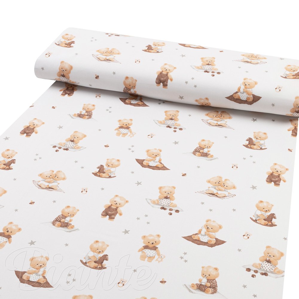 Dětská bavlněná látka/plátno Sandra SA-732 Medvědí miminka na bílém - šířka 160 cm - detail 1 - Biante.cz