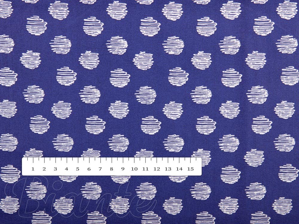 Bavlněná látka/plátno Sandra SA-214 Bílé puntíky na modrém - šířka 140 cm - detail 3 - Biante.cz
