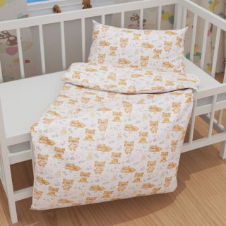 Dětské bavlněné povlečení do postýlky Sandra SA-524 Roztomilí medvídci na bílém - detail 1 - Biante.cz