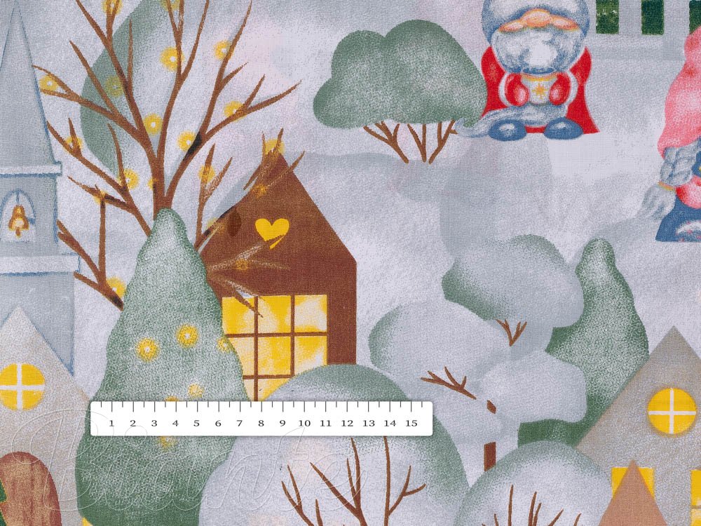 Vánoční bavlněná látka/plátno Sandra SA-405 Vesnička skřítků - šířka 160 cm - detail 4 - Biante.cz