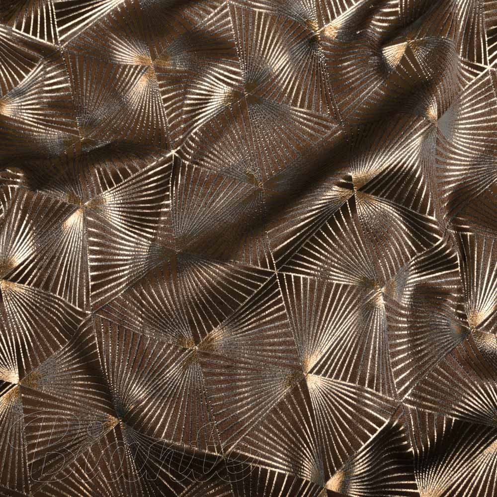 Sametová látka Isabela IBL-012 Rose Gold trojúhelníky na hnědém - šířka 280 cm - detail 5 - Biante.cz
