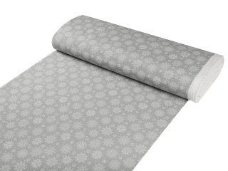 Vánoční dekorační látka PML-079 Bílé vločky na šedém - šířka 155 cm - detail 1 - Biante.cz