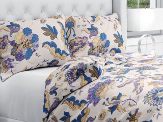 Bavlnené posteľné obliečky Sandra SA-539 Modro-fialové orientálne kvety na svetlo béžovom - Biante.sk Bavlnené posteľné obliečky Sandra SA-539 Modro-fialové orientálne kvety na svetlo béžovom - Biante.sk