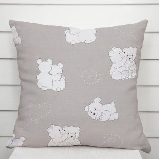 Dětský bavlněný povlak na polštář Sandra SA-733 Zamilovaní lední medvědi na světle šedém - Biante.cz