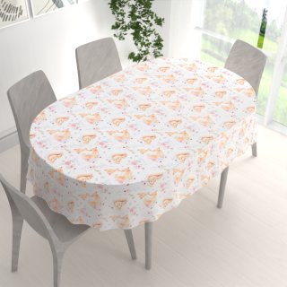 Dětský bavlněný oválný ubrus Sandra SA-694 Veverky a lišky mezi květinami na bílém - detail 1 - Biante.cz Dětský bavlněný oválný ubrus Sandra SA-694 Veverky a lišky mezi květinami na bílém - detail 1 - Biante.cz