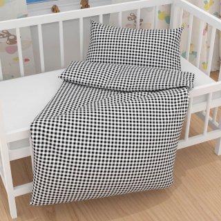 Detské bavlnené posteľné obliečky do postieľky Sandra SA-060 Čierno-biele kocky - detail 1 - Biante.sk