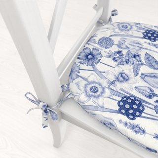 Oblý podsedák PML-090 Modré jarní květiny na bílém - 39x37x3 cm - detail 1 - Biante.cz