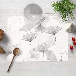 Bavlněné prostírání na stůl Sandra SA-512 Šedo-bílé ginkgo listy na bílém - Biante.cz Bavlněné prostírání na stůl Sandra SA-512 Šedo-bílé ginkgo listy na bílém - Biante.cz