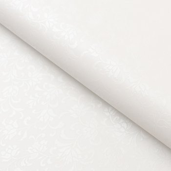 PVC ubrus Vyrážený květovaný vzor na krémově bílém PV-219 - metráž š. 140 cm