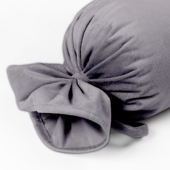 Sametový polštář válec bonbon Velvet Premium SVP-013 Šedý - detail 1 - Biante.cz
