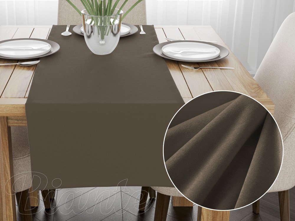 Sametový běhoun na stůl SV-031 Hnědá khaki - Biante.cz