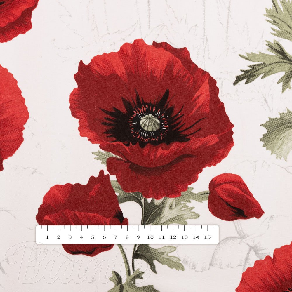 Bavlněná látka/plátno Sandra SA-632 Vlčí máky na bílém - šířka 160 cm - detail 3 - Biante.cz