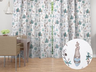 Vánoční bavlněný závěs na míru Sandra SA-662 Modro-zeleno-hnědý vánoční vzor - Biante.cz Vánoční bavlněný závěs na míru Sandra SA-662 Modro-zeleno-hnědý vánoční vzor - Biante.cz