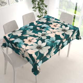 Sametový obdélníkový ubrus Tamara TMR-027 Velké květy na tmavě zeleném - detail 1 - Biante.cz