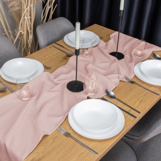 Mušelínový běhoun na stůl MSN-072 Pastelově starorůžový - detail 1 - Biante.cz Mušelínový běhoun na stůl MSN-072 Pastelově starorůžový - detail 1 - Biante.cz