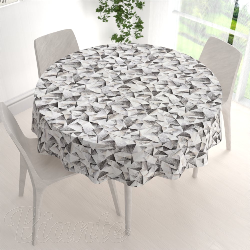 Velký dekorační kulatý ubrus Porto PRT-008 Šedo-béžové krystaly - detail 1 - Biante.cz