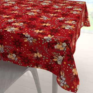 Bavlněný čtvercový ubrus Sandra SA-714 Vánoční cesmíny na červeném - Biante.cz Bavlněný čtvercový ubrus Sandra SA-714 Vánoční cesmíny na červeném - Biante.cz