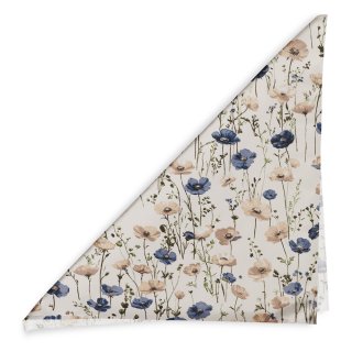 Bavlněný šátek Sandra SA-630 Modro-hnědé vlčí máky na světle vanilkovém - detail 1 - Biante.cz
