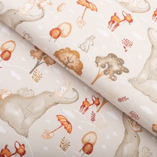 Detská bavlnená látka/plátno Sandra SA-692 Slon a jeho kamaráti na svetlo sivobéžovom - šírka 160 cm - Biante.sk Detská bavlnená látka/plátno Sandra SA-692 Slon a jeho kamaráti na svetlo sivobéžovom - šírka 160 cm - Biante.sk