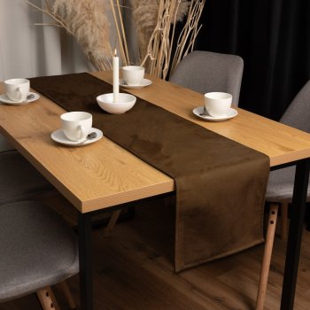 Běhoun na stůl/imitace broušené kůže Alcantara ALC-017 Hnědý rezavý - detail 1 - Biante.cz