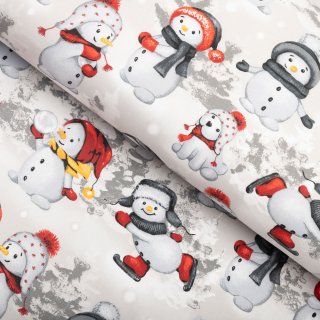 Vánoční bavlněná látka/plátno Sandra SA-661 Sněhuláci na světle šedém - šířka 160 cm - Biante.cz Vánoční bavlněná látka/plátno Sandra SA-661 Sněhuláci na světle šedém - šířka 160 cm - Biante.cz