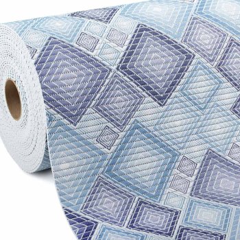 Koupelnová pěnová rohož / předložka PRO-095 Modré designové čtverce - metráž šířka 65 cm - Biante.cz