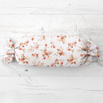 Polštář válec bonbon Sandra SA-304 Oranžovo žluté růžičky na bílém - Biante.cz