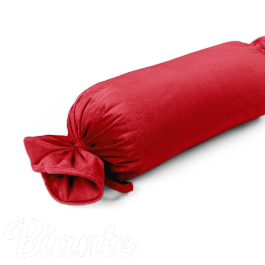Sametový polštář válec bonbon Velvet Premium SVP-051 Sytě červený - Biante.cz