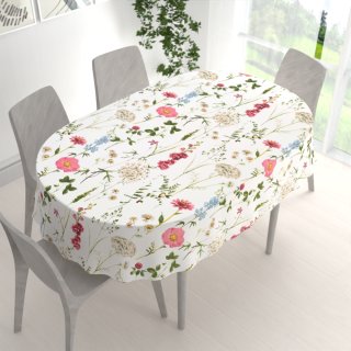 Bavlněný oválný ubrus Sandra SA-667 Velké luční kvítí na bílém - detail 1 - Biante.cz Bavlněný oválný ubrus Sandra SA-667 Velké luční kvítí na bílém - detail 1 - Biante.cz