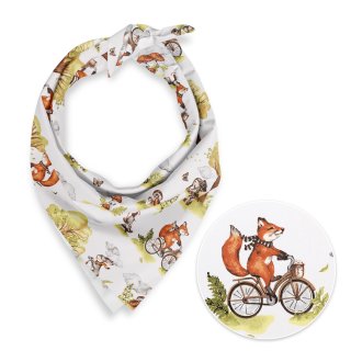 Dětský bavlněný šátek Sandra SA-697 Lišky na kolách - zelené na bílém - Biante.cz Dětský bavlněný šátek Sandra SA-697 Lišky na kolách - zelené na bílém - Biante.cz