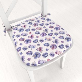 Oblý podsedák Porto PRT-024 Modré okvětní lístky na bílém - 39x37x3 cm - Biante.cz