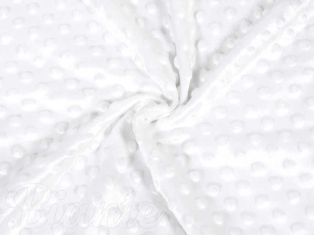 Dětská látka Minky 3D puntíky MKP-033 Sněhově bílá - šířka 150 cm - detail 1 - Biante.cz