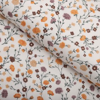 Bavlnená látka/plátno Sandra SA-720 Oranžovo-hnedo-béžové drobné kvietky na smotanovom - šírka 160 cm - Biante.sk Bavlnená látka/plátno Sandra SA-720 Oranžovo-hnedo-béžové drobné kvietky na smotanovom - šírka 160 cm - Biante.sk